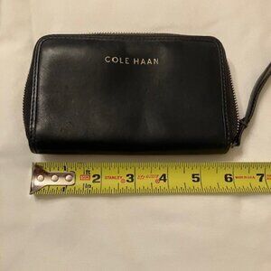 Cole Haan Zip Wristlet Leather Dark Blue Wallet